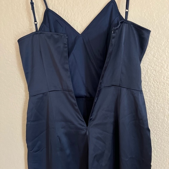 Navy Blue Satin Sleeveless Jumpsuit NWOT XS - Picture 6 of 7